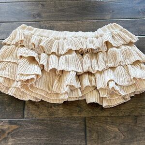 Ruffled Knit Skirt in Beige